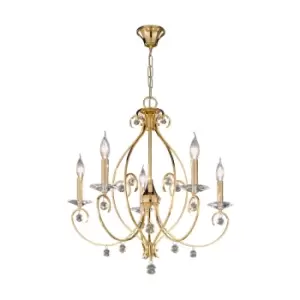 Image of Carat Crystal Multi Arm Chandeliers 5 Light 24 Carat Gold