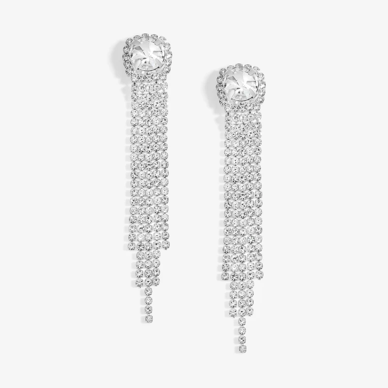 Image of Mood Silver Crystal Halo Diamante Shower Drop Earrings Jewellery Sets One Size Silver 72790711000