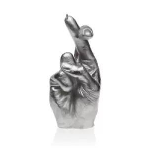 Image of Hand CRS Fingers Crossed Candle &ndash; Silver