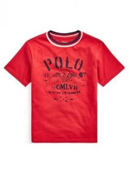 Image of Ralph Lauren Boys Short Sleeve Polo Ringer T-Shirt - Red
