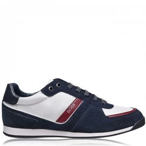 Image of Hugo Boss Glaze Nylon Suede Trainers Navy/White 466 Men