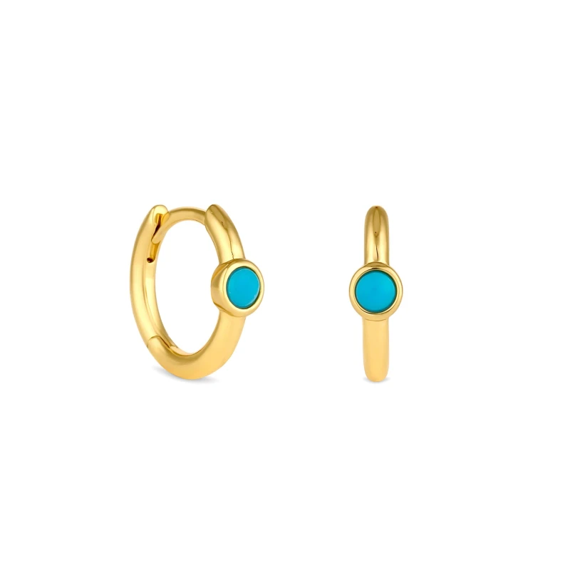 Image of Inicio 14K Gold Plated Recyc Stone Hoops - Gift Pouch Hoop Earrings One Size Gold 87947510000