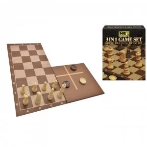 Image of M.Y 3 In 1 Chess Draughts And Tic Tac Toe Game Set