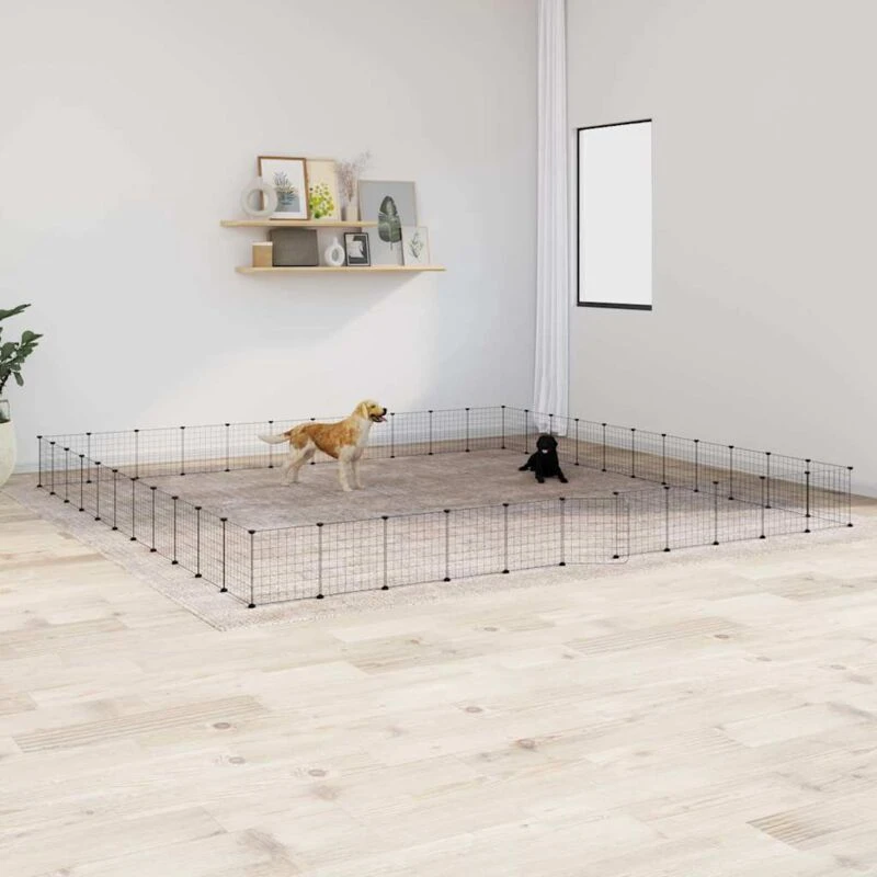 Image of VIDAXL 44-Panel Pet Cage with Door Black 35x35cm Steel Vidaxl 8720287190554