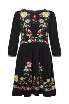 Image of French Connection Saya Crepe Flared Dress Black