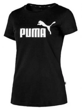 Image of Puma Ess Logo Tee, Black Size M Women