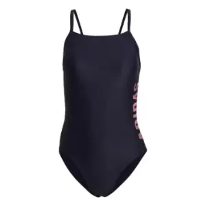 Image of adidas Thin Straps Branded Swimsuit Womens - Legend Ink / Bliss Pink