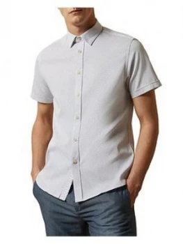 Image of Ted Baker Windo Textured Short Sleeve Shirt, White, Size 5, Men