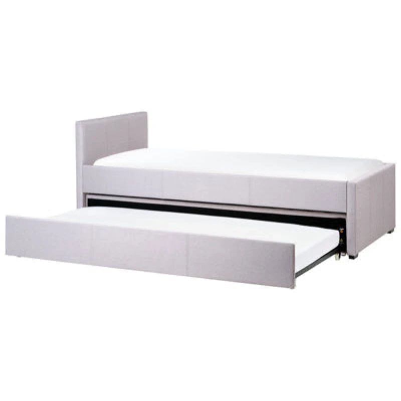 Image of Beliani Trundle Bed Fabric Marmande 90 X 200 Cm (Eu Single) Light Grey