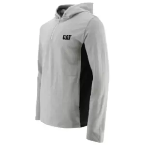 Image of Caterpillar Mens Coolmax Quarter Zip Hoodie (S) (Heather Grey)