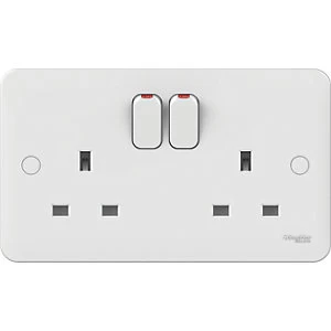 Image of Lisse 2 Gang 13A Double Pole Switched Socket - White