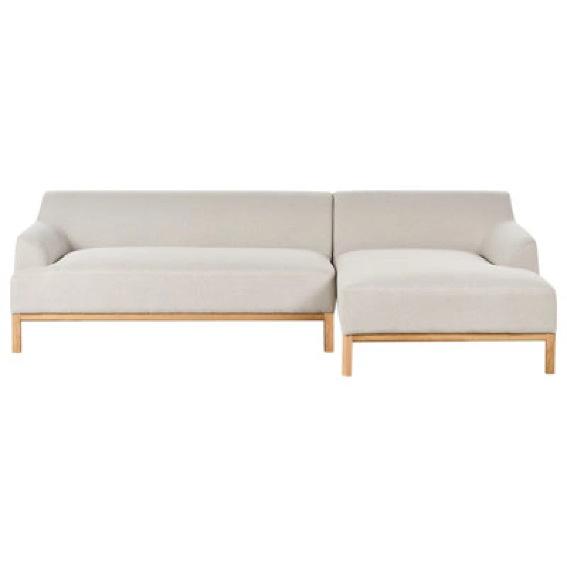 Image of Beliani Corner Sofa 3 Seater Sosjo Fabric Light Beige Left Hand