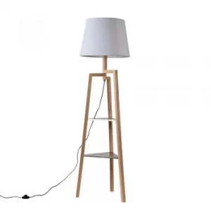 Image of Towa Shelved Tripod Floor Lamp with XL White Aspen Shade