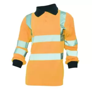 Image of Yoko Ladies/Womens Hi-Vis Long Sleeve Polo Shirt (3XL) (Hi Vis Orange)
