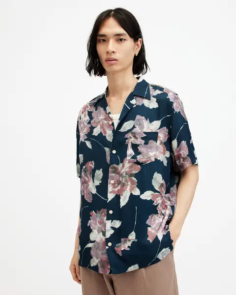 Image of AllSaints Zinnia Floral Print Relaxed Fit Shirt