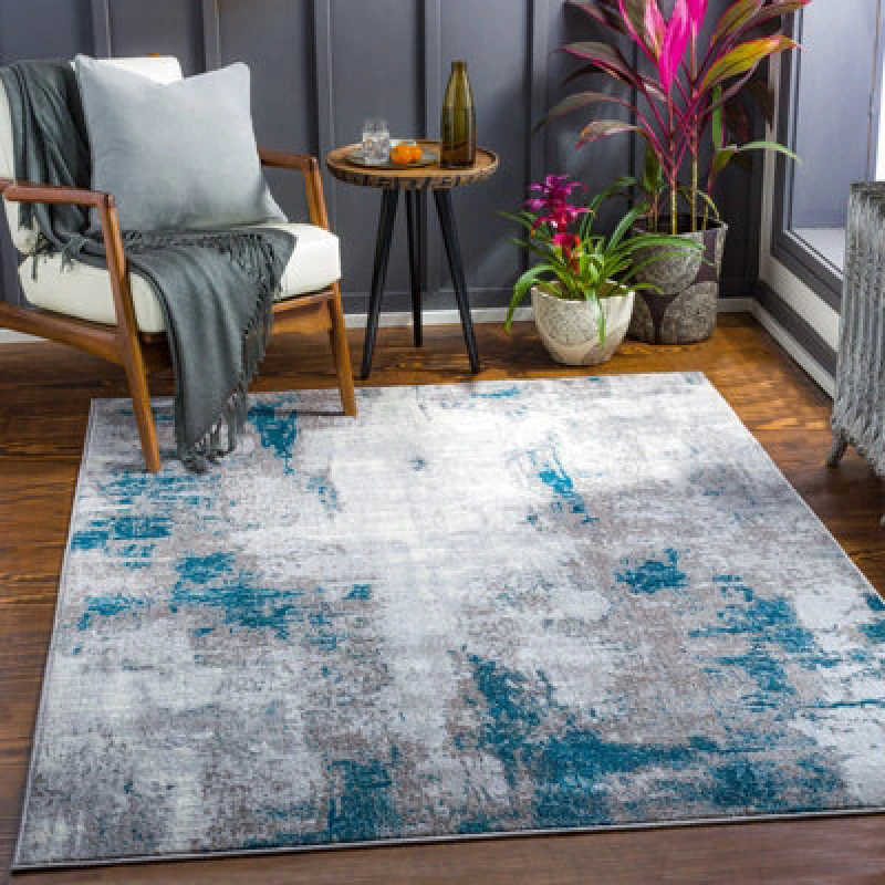 Image of Livabliss Abstract Modern Marble Medium Grey Giulia Area Rug 140 X 200 Cm - Easy Care, Non Shedding, Ideal For Living Room & Bedroom