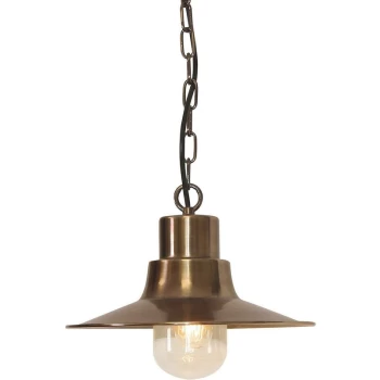 Image of Sheldon - 1 Light Outdoor Ceiling Chain Lantern Brass IP44, E27 - Elstead