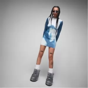 Image of Missguided Body Print High Neck Mini Dress - Blue