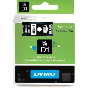 Image of Dymo 45811 White on Black Label Tape 19mm x 7m