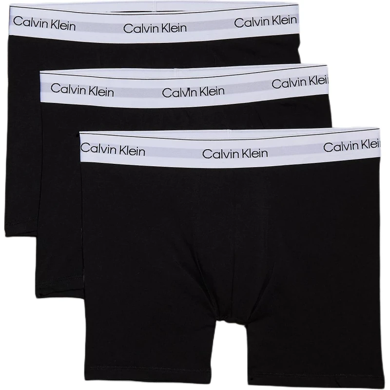 Image of Calvin Klein Letter Logo Comfortable Casual Mid-Rise Boxer Briefs European Version 3 Pack Men underwear LV00NB4286-UB1 S