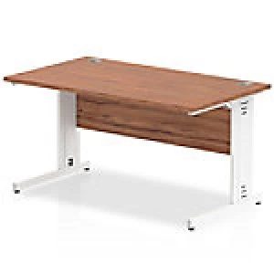 Image of Impulse 1400/800 Rectangle White Cable Managed Leg Desk Walnut