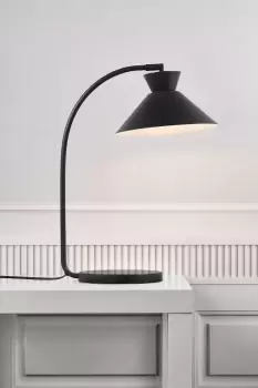 Image of Dial Indoor Bedroom Living Dining Office Table Lamp in Black (Diam) 25cm