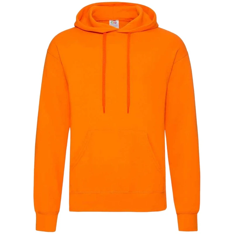 Image of Fruit Of The Loom Fruit of the Loom Men Classic Hooded Sweatshirt in Orange Size: Small Orange S Male 5063470626236