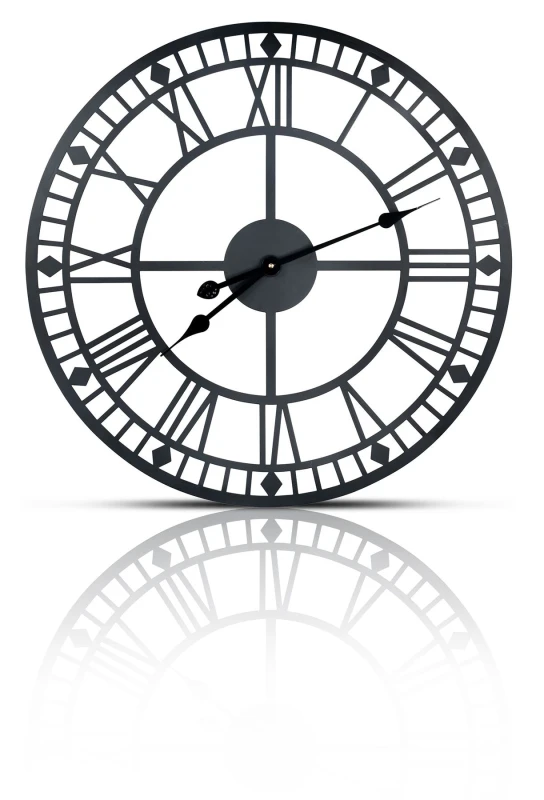 Image of 60cm 24" Large Stunning Outdoor Indoor Garden Decorative Clock Silent Running Black ELV-492267 Hanging Wall Clock