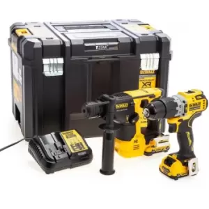 Image of DEWALT - DCK2102L2T 12v xr Brushless Twin Kit sds + Compact Hammer Drill Kit