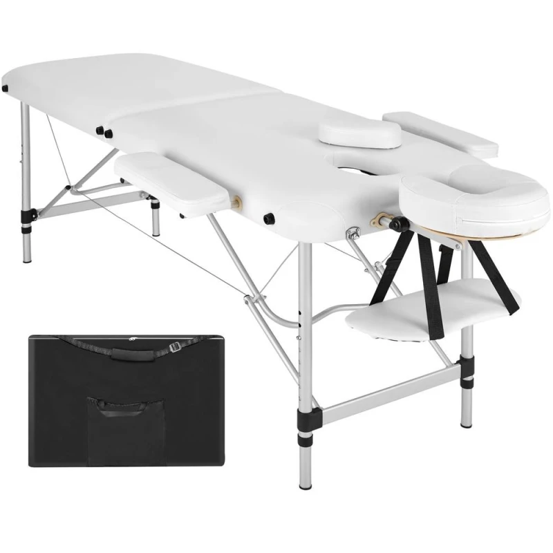 Image of Tectake Massage Table 2-Zone Aluminium, Padding and Bag - White 402788