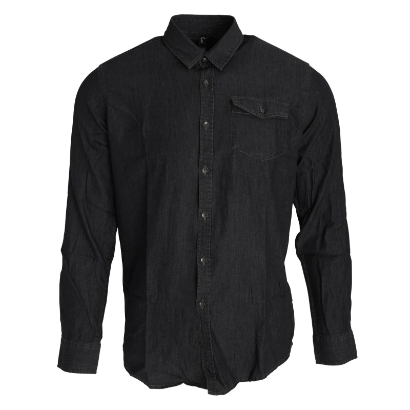 Image of Premier Premier Men Jeans Stitch Long Sleeve Denim Shirt in True Black Size: X-Small True Black XS Male 5057520276847