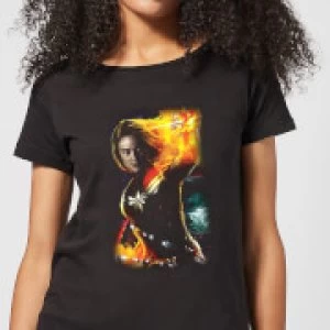 Image of Captain Marvel Galactic Shine Womens T-Shirt - Black - M