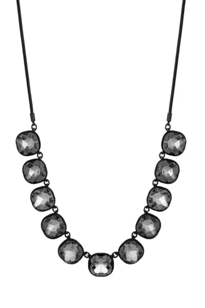 Image of Jet Black Diamond Cushion Stone Set Toggle Necklace