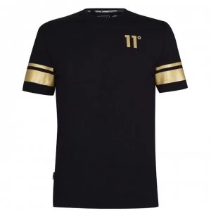 Image of 11 Degrees Double Stripe T Shirt - Black & Gold