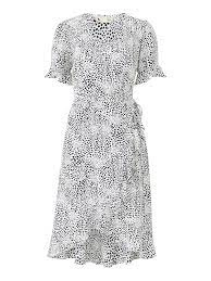 Image of Yumi White Animal Print 'Deliah' Midi Dress - 8
