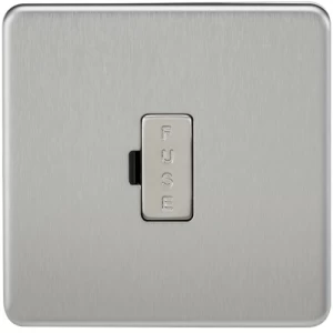 Image of KnightsBridge 13A Screwless Brushed Chrome Fused Spur Connector Unit Wall Plate