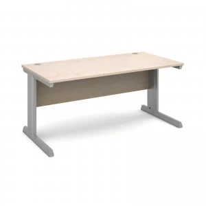 Image of Vivo Straight Desk 1600mm x 800mm - Silver Frame Maple Top