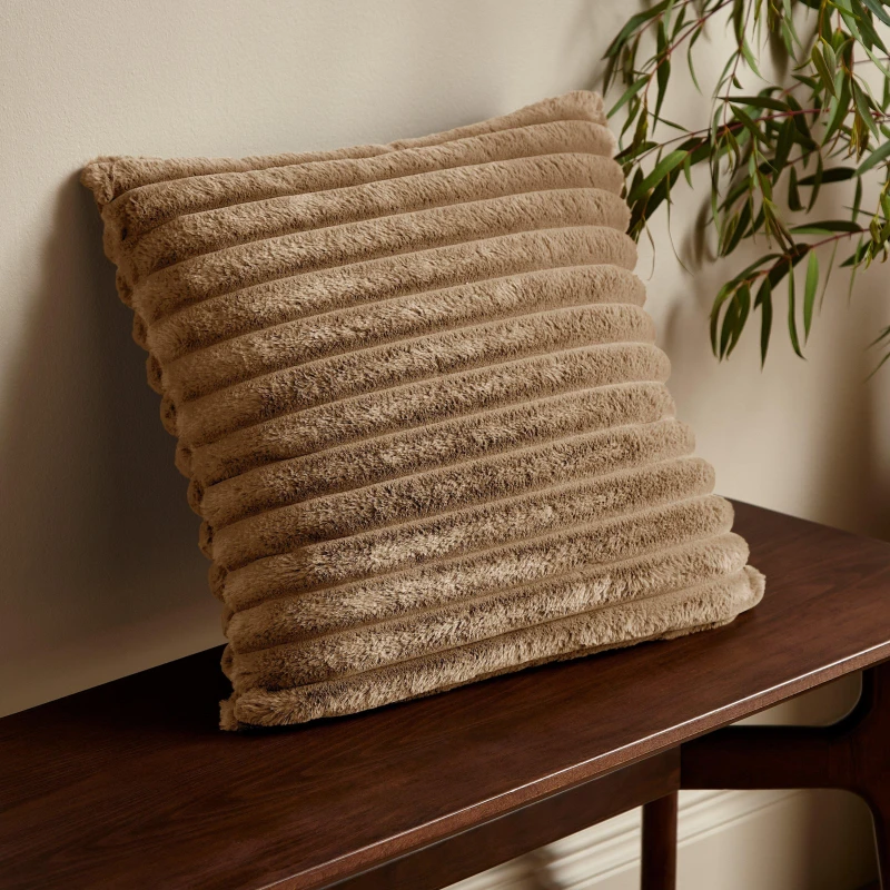 Image of Catherine Lansfield Cosy Ribbed Cushion Natural 45X45 MN30407