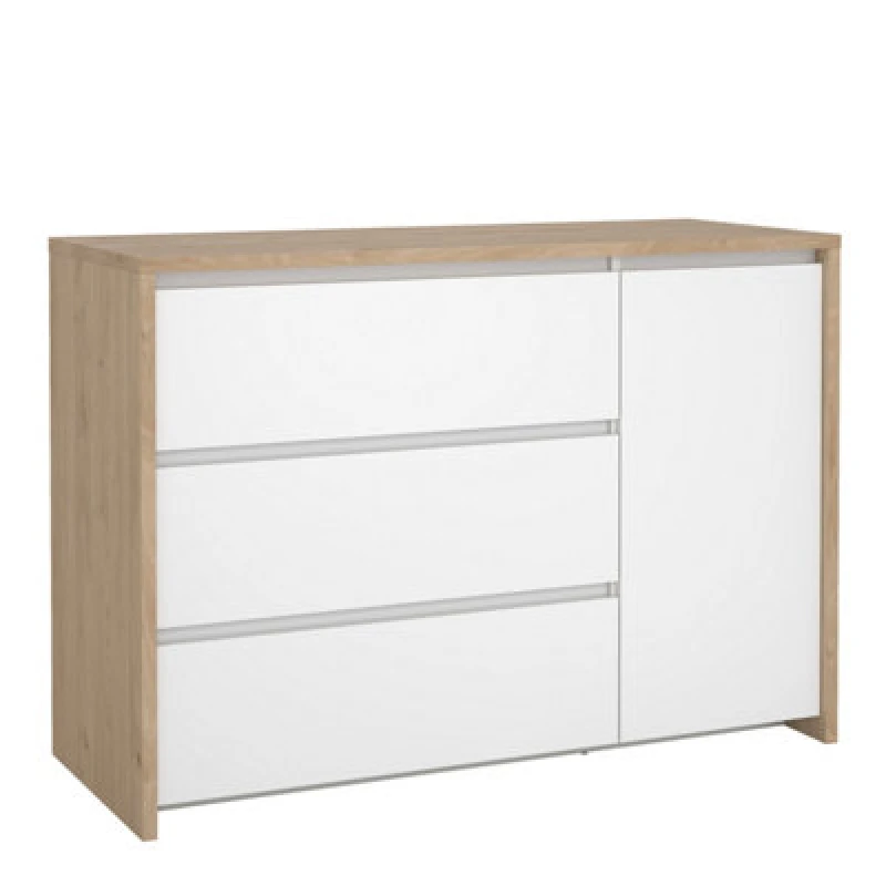 Image of Furniture To Go Next Sideboard With 1 Door And 3 Drawers Jackson Hickory White High Gloss