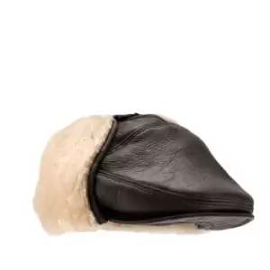 Image of Eastern Counties Leather Mens Newton Sheepskin Nappa Finish Cap (M) (Dark Brown Forest)