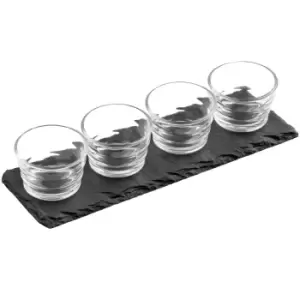 Image of Premier Housewares Ribbed Bowls with Slate Tray - Set of 4