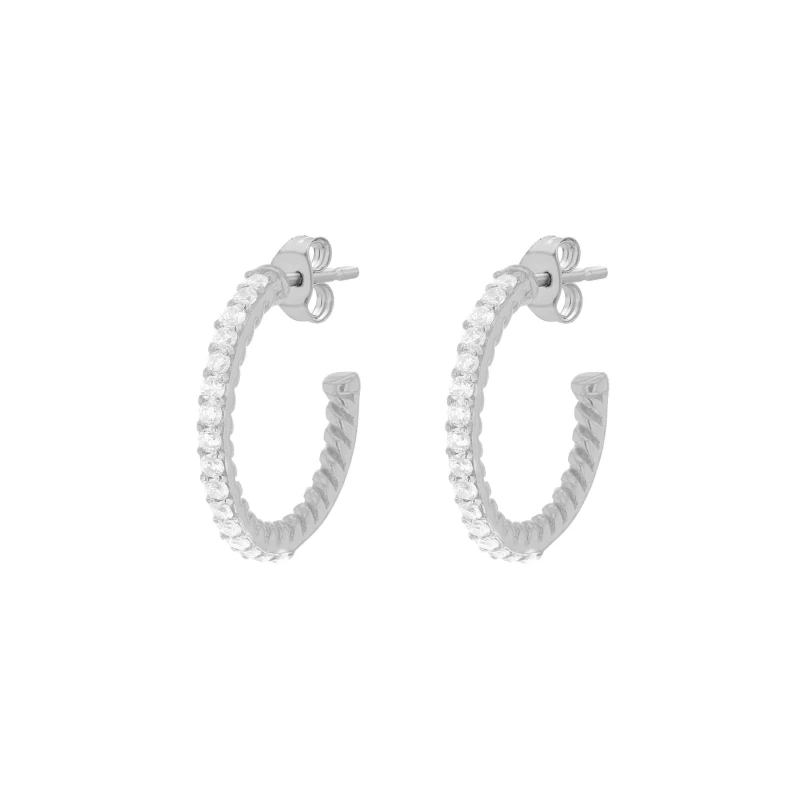 Image of Be You Sterling Silver CZ Half-Hoops Silver female One Size