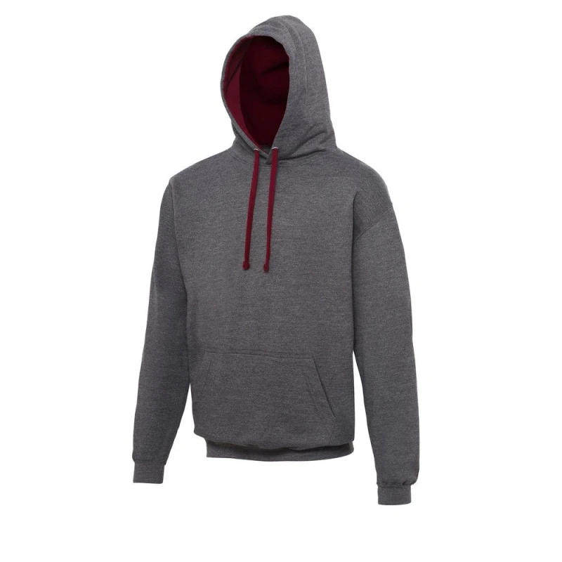 Image of AWDis AWDis Men Varsity Hooded Sweatshirt Hoodie in Charcoal Size: Small Charcoal S Male 5057520073736