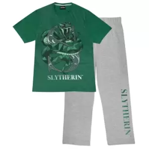 Image of Harry Potter Mens Slytherin Pyjama Set (L) (Green/Heather Grey)
