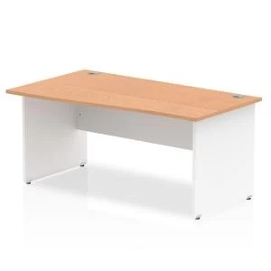 Image of Trexus Desk Wave Left Hand Panel End 1600x800mm Oak Top White Panels