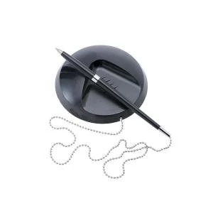 Image of Office Desk Ball Pen Chained to Base 1.0mm Tip 0.5mm Line Black 102796