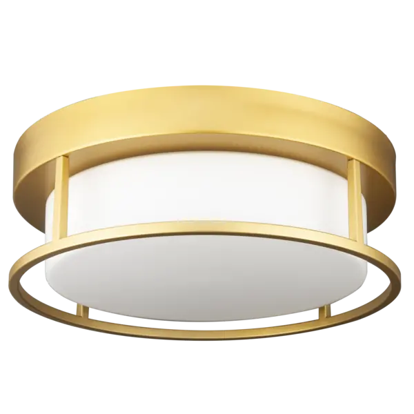 Image of Warsaw 2 Light Cylindrical Ceiling Light Gold, E27