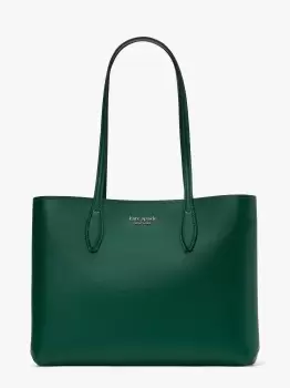 Image of Kate Spade All Day Pop Leopard Print Crossgrain Leather Large Tote Bag, Arugula, One Size