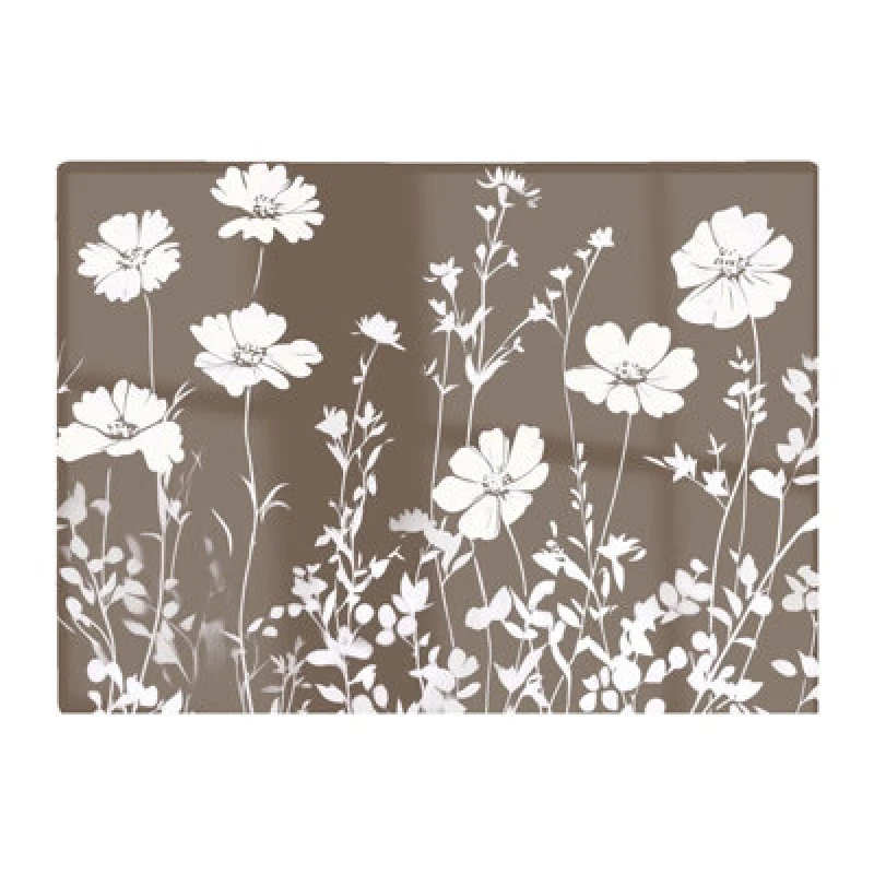 Image of Warren Reed Designer Taupe And White Floral Silhouette Chopping Board