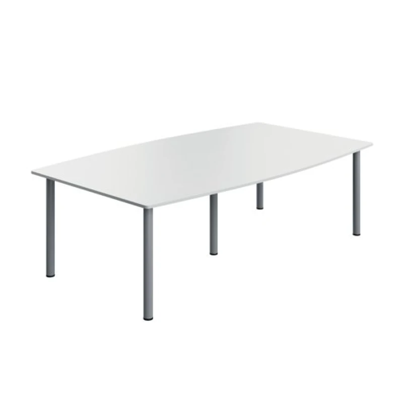 Image of Serrion Pole Leg Barrel Shaped Table 2400x1200x730mm White/Silver KF800286